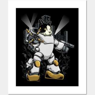 cyborg cat Posters and Art